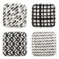 Aulica Set Of 4 Black And White Square Dish
