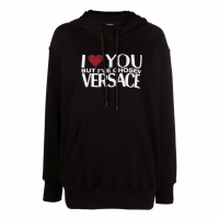 Versace 'Crystal Embellished Slogan' Kapuzenpullover für Damen