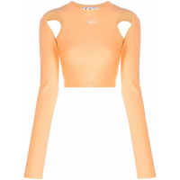 Off-White Women's 'Cut-Out Long-Sleeve' Crop Top