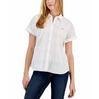 Tommy Hilfiger 'Tonal-Plaid Button' Kurzärmeliges Hemd für Damen