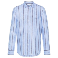 Etro Men's 'Pegaso-Embroidered Striped' Linen Shirt